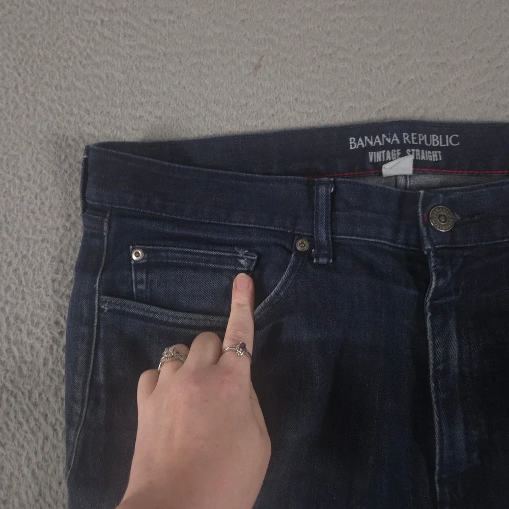 Banana Republic Jeans Mens 36x34 Blue Vintage Straight Stretch Denim Dark Wash